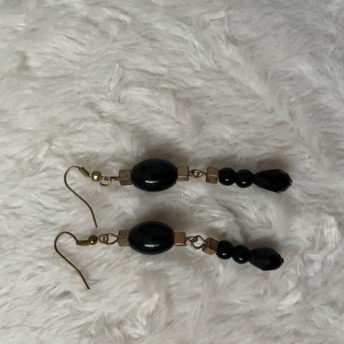 Boho necklace and earrings set like new, black and gray