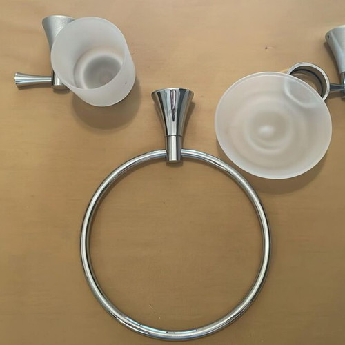 Bathroom accessories set new, chrome and bronze, Italian