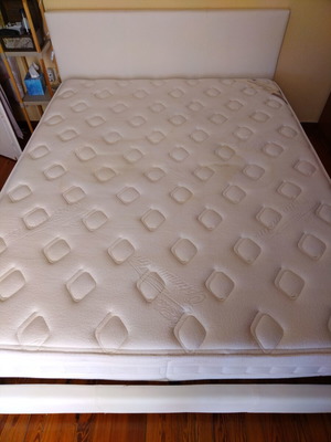 Double bed with white leather and Media Strom Premium mattress 150x200