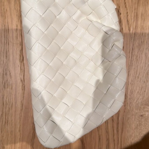 Bottega Veneta clutch bag, white leather with crossbody strap