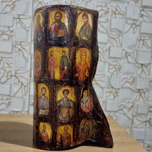 Image composition on tile new, handmade
