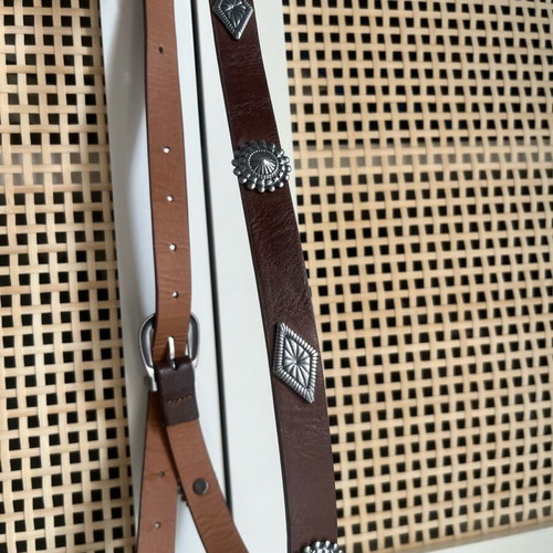 Zara thin brown belt with silver details like new 90cm