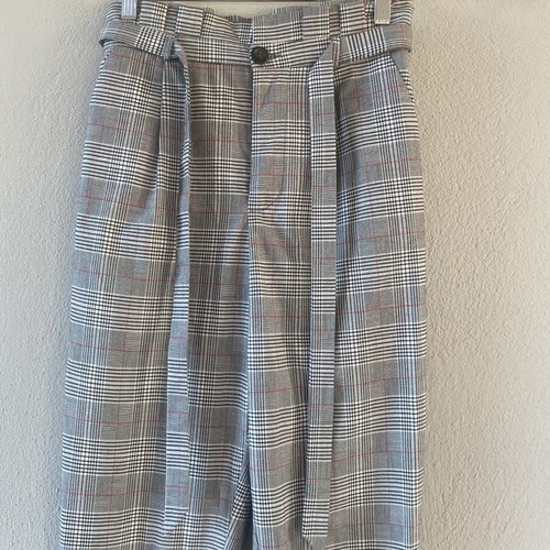 The Παντελόνι Cigarette high-waisted plaid pants with belt size S like new