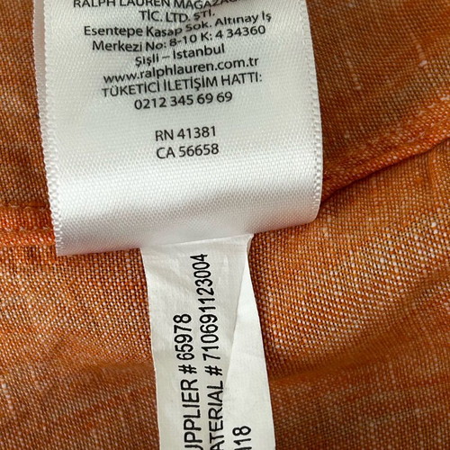 Polo Ralph Lauren Orange Custom Fit Linen Shirt S like new