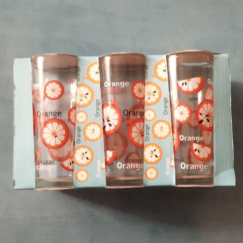 Water glasses new, set of six with cute design