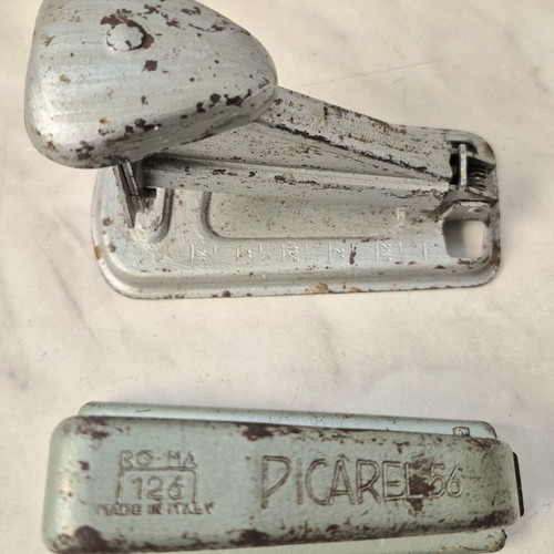 Vintage staplers set used, 2 metal office staplers