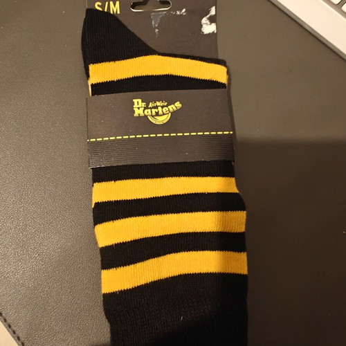 Dr Martens Organic Socks new, thin stripe cotton blend yellow/black