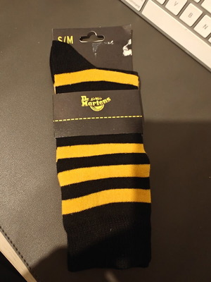 Dr Martens Organic Socks new, thin stripe cotton blend yellow/black