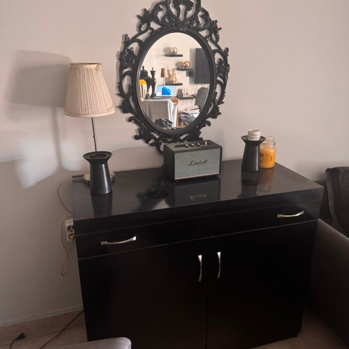 Modern black sideboard with mirror, like new