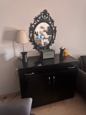 Modern black sideboard with mirror, like new