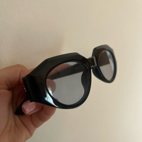 Pervedere sunglasses with black frame and slightly blue transparent lens like new