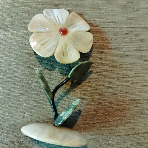 Marble flower decoration like new, 15cm height, multicolor