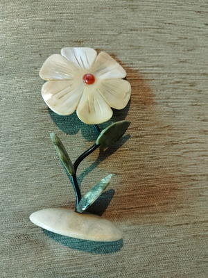 Marble flower decoration like new, 15cm height, multicolor