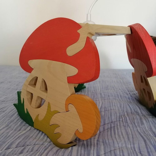 Gabeliz wooden mushroom house lamp for children's room