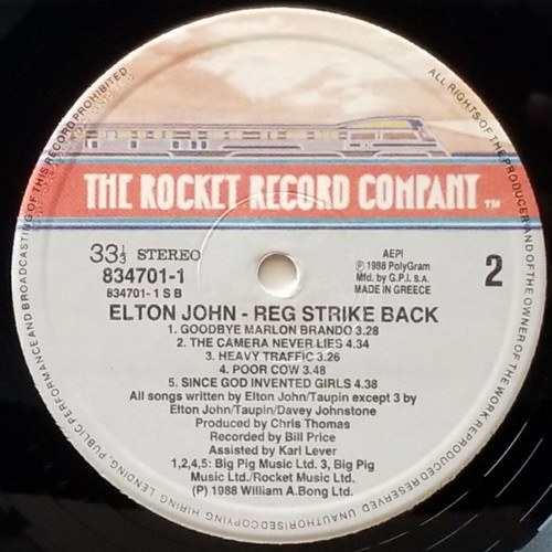 Elton John Reg Strikes Back vinyl LP album