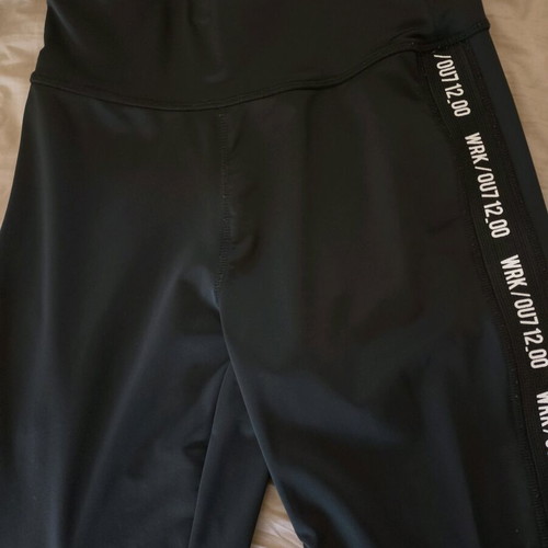 Sports leggings new, black, with transparent hem, size S