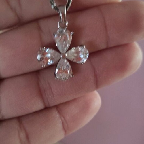 Silver cross with crystals new with silver chain
