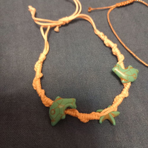 Adjustable bracelets new, white and turquoise, set of 2