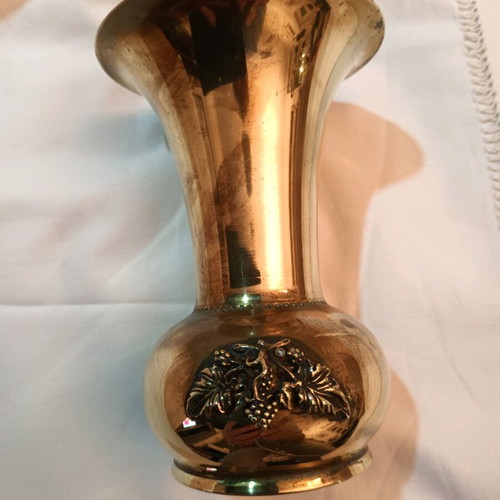 Brass vase art piece with signature like new