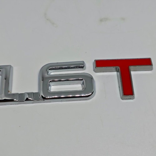 Metal Turbo 1.6T Car Emblem chrome with red, like new