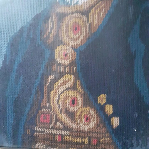 Handmade embroidered tapestry like new with wooden frame