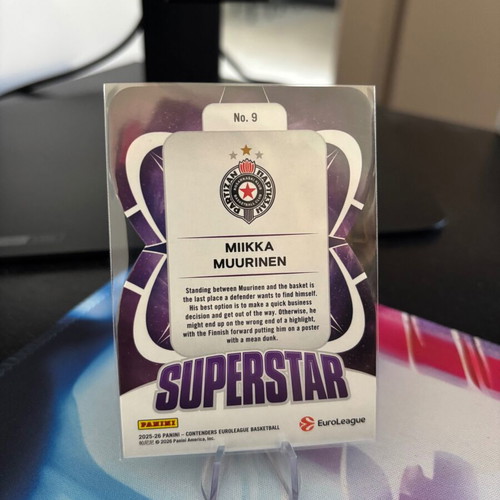 Miikka Muurinen 2025-26 Panini Contenders EuroLeague Superstar Die-Cut Silver card, like new