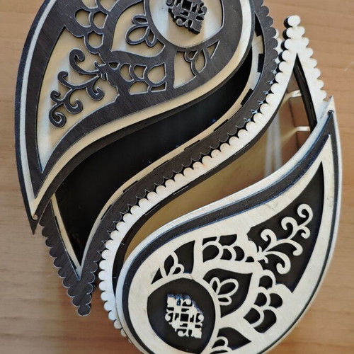 Handmade wooden Yin Yang Paisley jewelry box