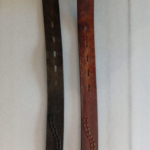 Leather belts unisex used, black and brown, size 105 cm