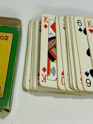 Vintage Τράπουλα Καφές Παπαγάλος Λουμίδης μεταχειρισμένη, 52 φύλλα, χωρίς Joker