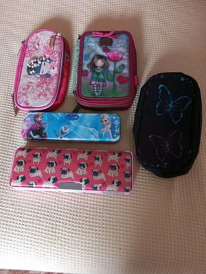 Pencil cases and makeup bag used for girls, set of 5 pieces