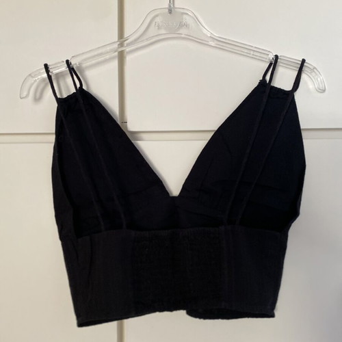 Bershka Boho crop top, black, size M