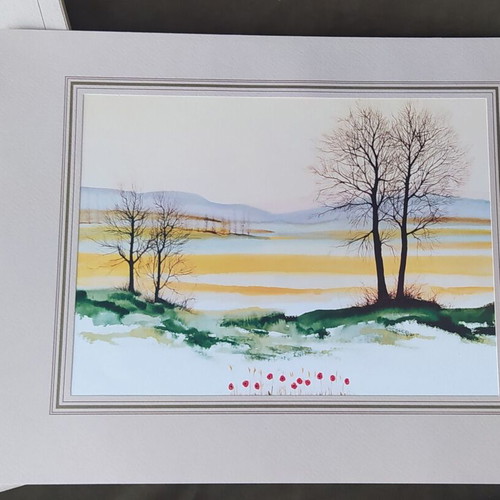 Set of 4 Paesaggi lithographs by Marcello Cassinari refurbished