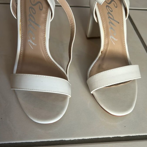 Sedici white sandal new, 8 cm heel, size 37