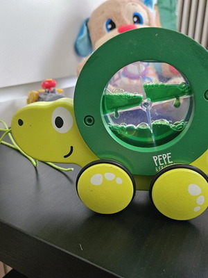 Hape Wooden Pull-Along Turtle used with small chip