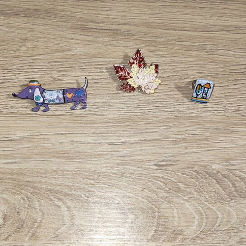 Two brooches and one adjustable handmade ring