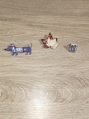Two brooches and one adjustable handmade ring
