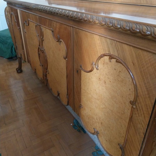 Living room furniture set used, handmade carved pieces from 1960s