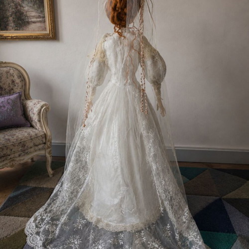 Franklin Heirloom Dolls Gibson Girl Anniversary Bride porcelain doll used