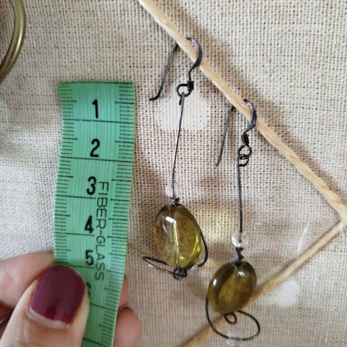 Handmade earrings with green bead new