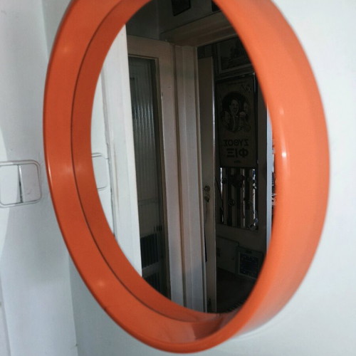 Space Orange Mirror 1970s Like New