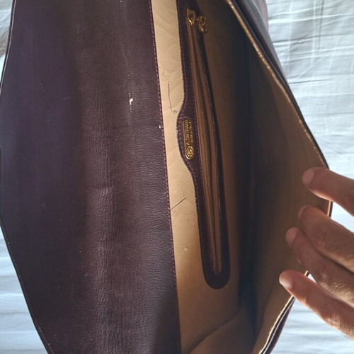 Vintage Angiolo Del Gobbo Italian Leather Briefcase like new, burgundy