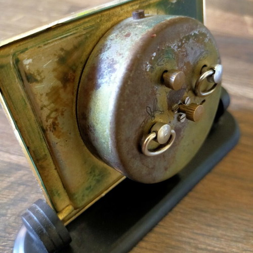 Slava mechanical table clock used, analog display