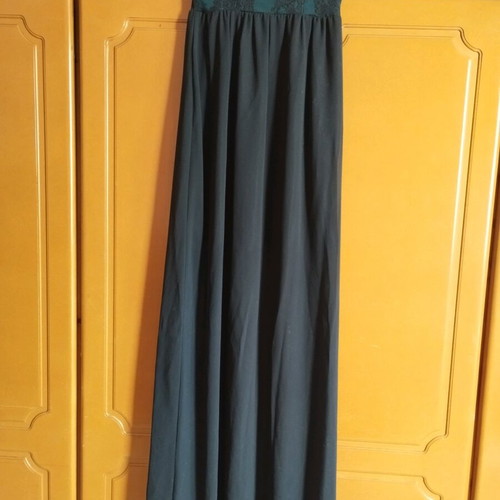 Long strapless dress with transparency and lining like new, black and green