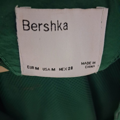 Bershka Bomber Jacket with Hood used, size M, green