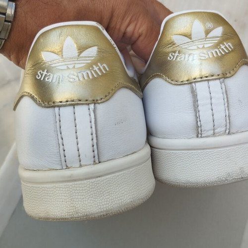 Adidas Stan Smith unisex sneakers used, size 40.5, white with gold details