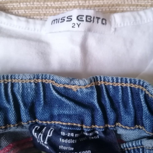 Girls' set 2 years: Gap denim shorts, sleeveless jacket, Miss Evita top