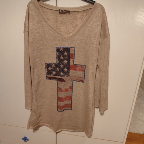 MyMoo oversized knit top with cross print