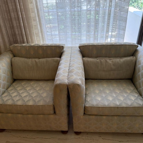 Armchairs set of 2 used classic style with geometric pattern