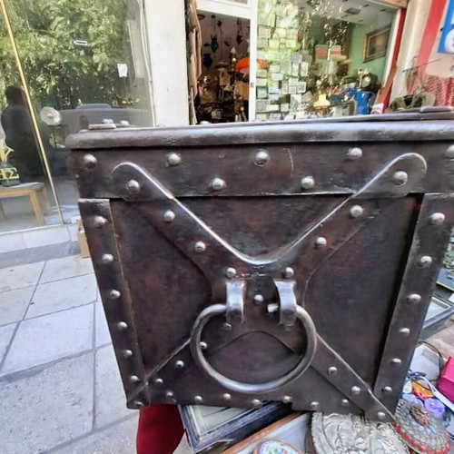 Wrought Iron Safe Like New, Handmade with Rivets