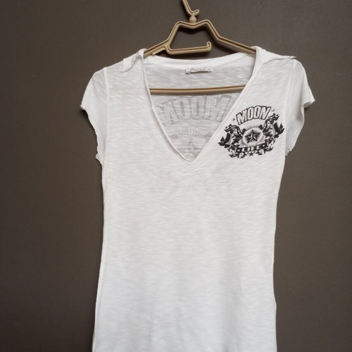 Blanco T-shirt with rhinestones, Moon Life design